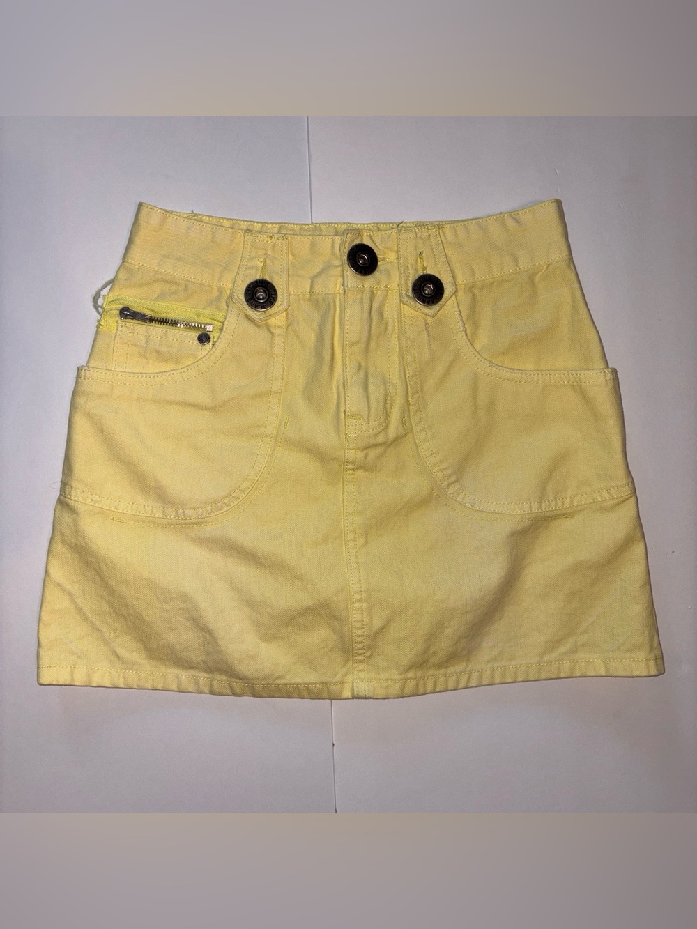 It's Our Time Yellow Mini Skirt with Front Pockets
